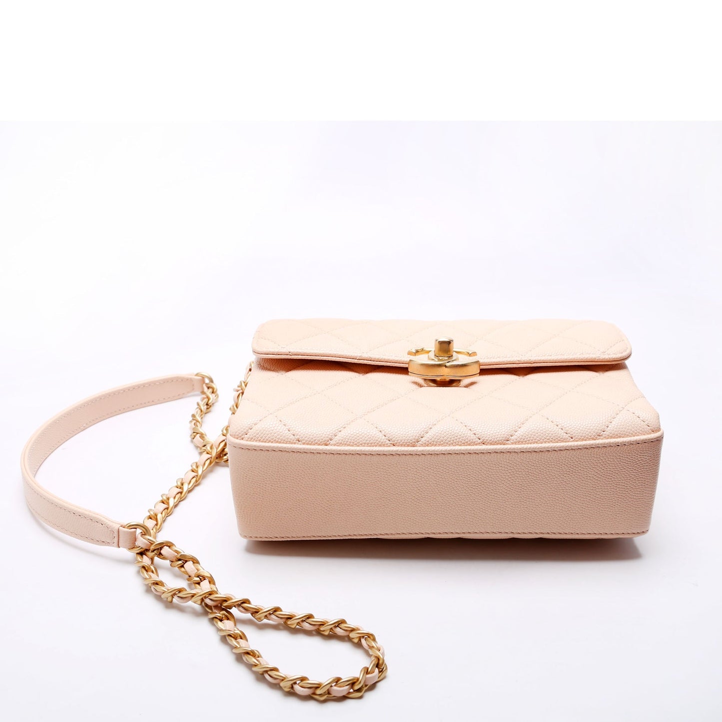 Chanel Carry Me Top Handle Caviar Small RFID Peach Bag