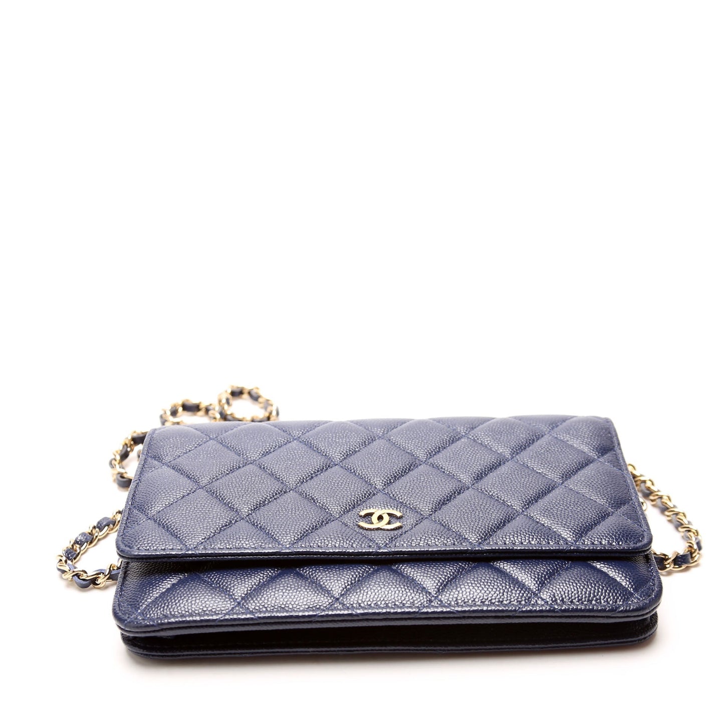 Chanel Wallet On Chain Quilted Caviar Blue Bag