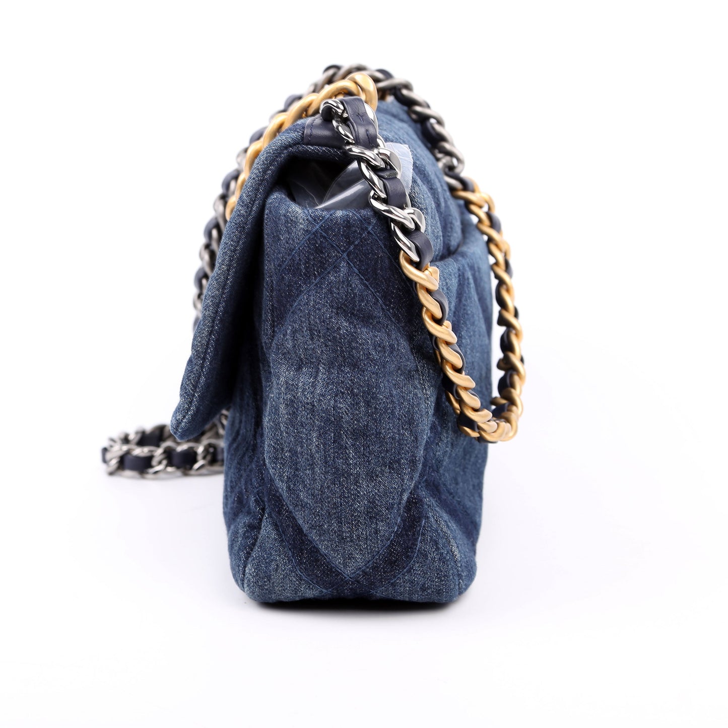 Chanel Quilted Denim 19 Small Blue Bag