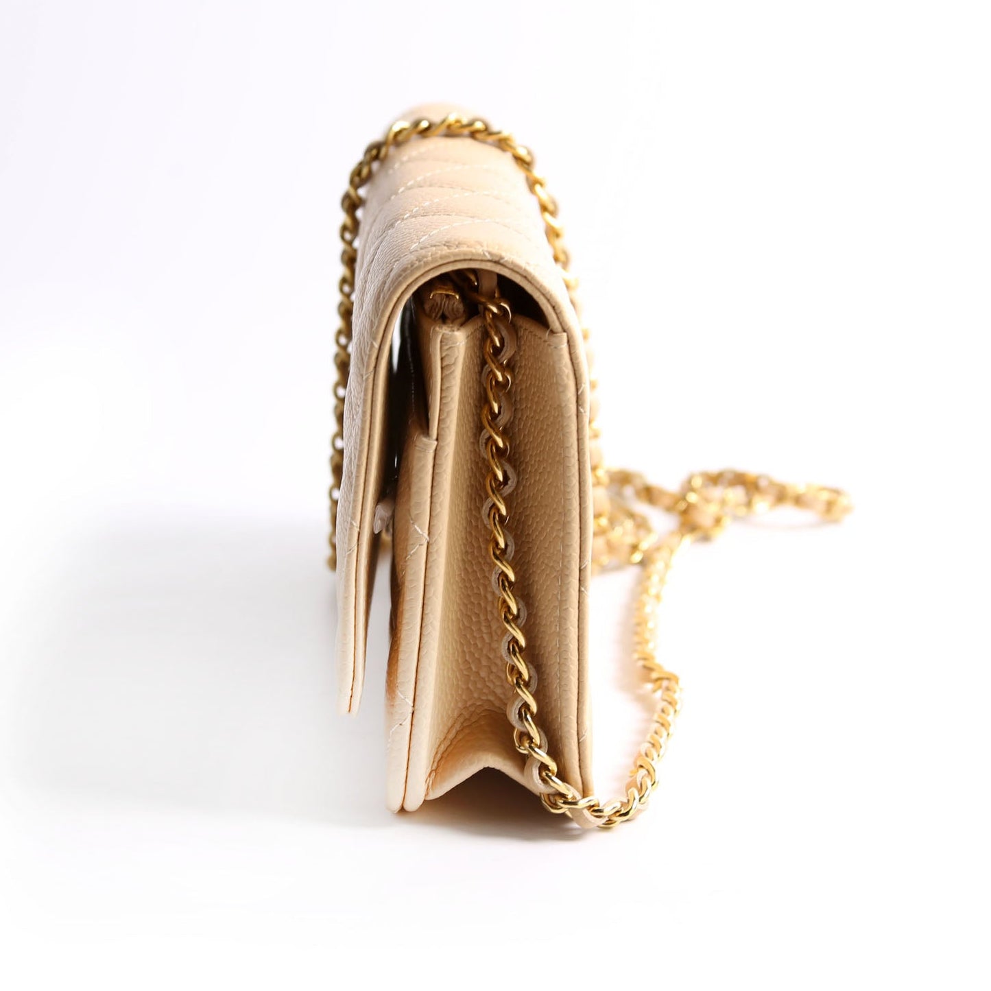 Chanel Wallet On Chain Classic Quilted Caviar RFID Biege Bag