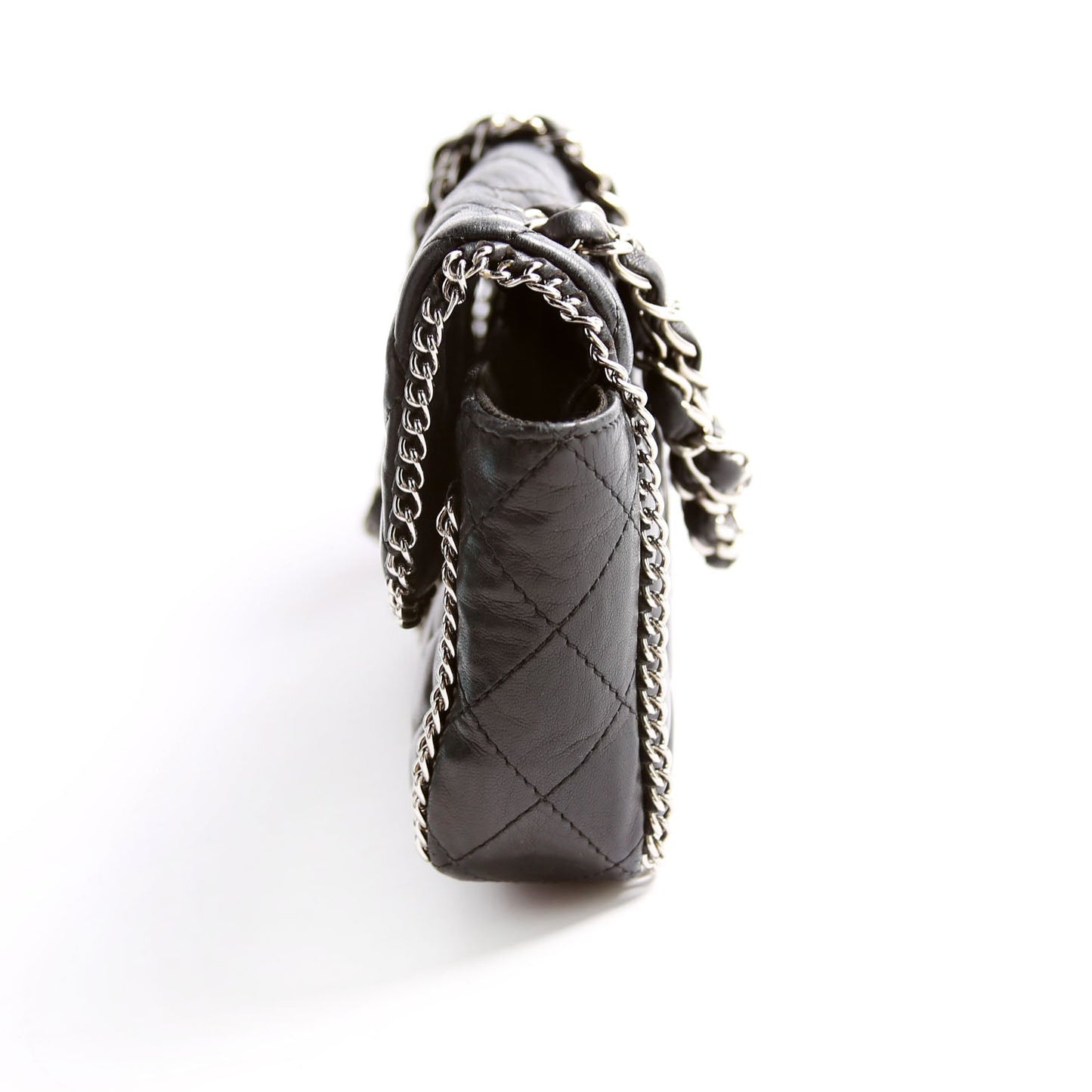 Chanel Chain Around East/West Flap Lambskin 11M Black Bag