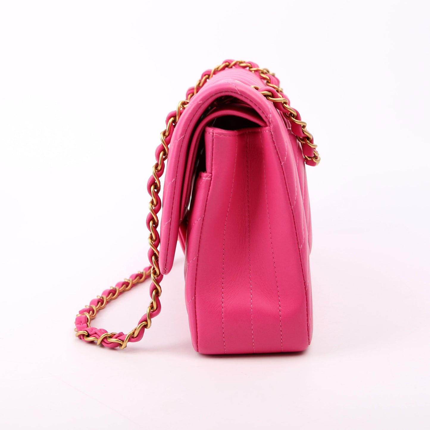 Chanel Classic Flap Medium Chevron Lambskin 21M Pink Bag