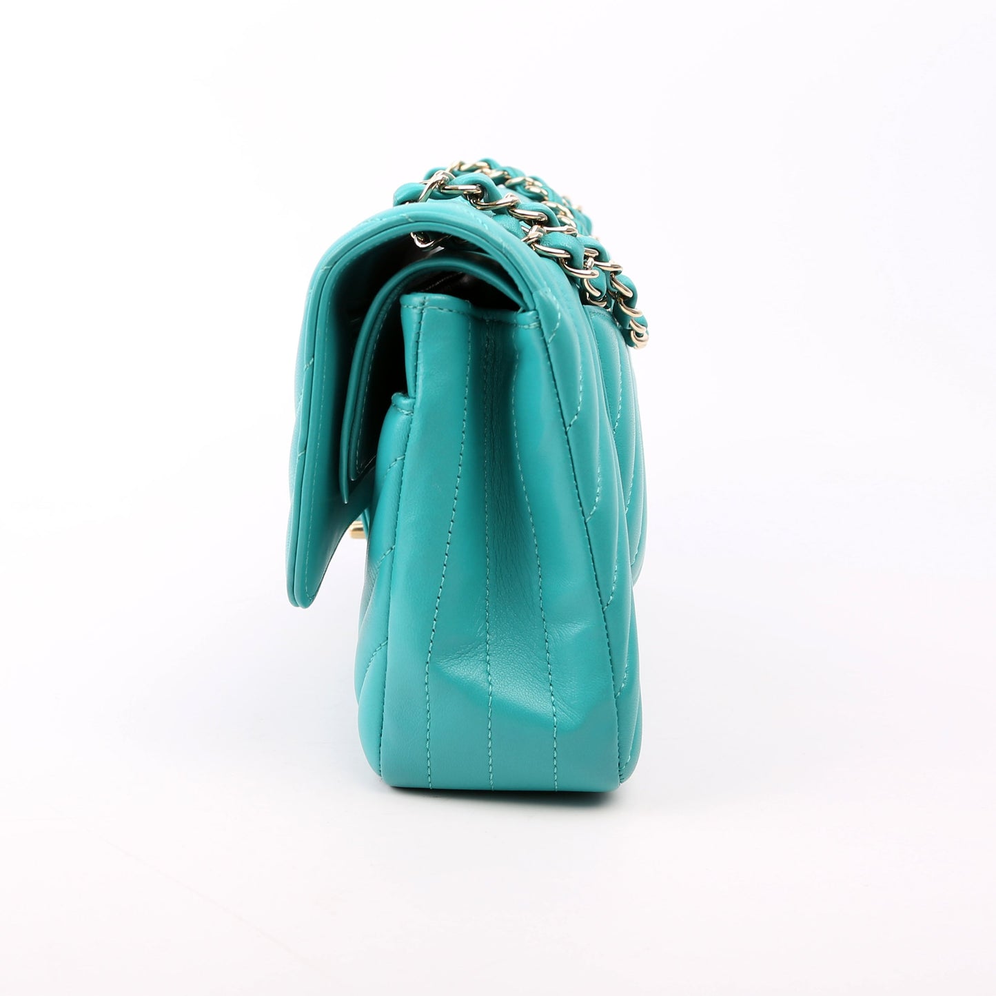 Chanel Classic Flap Medium Chevron Lambskin 23M Teal Bag