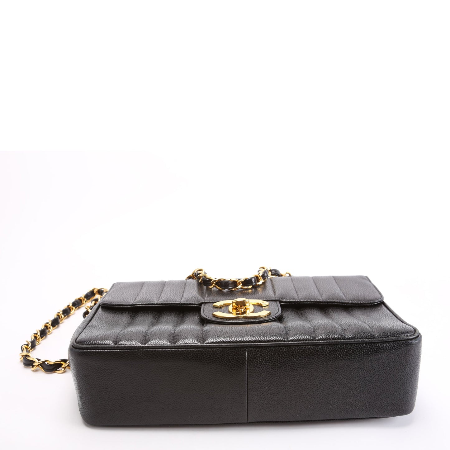Chanel Flap Vertical Quilted Caviar Jumbo 27M Black Bag
