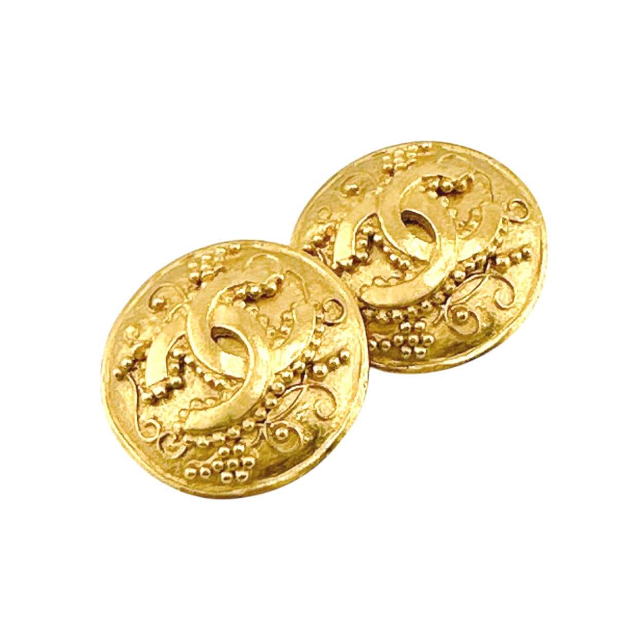 CHANEL Earring Gold Plated gold vintage COCO Mark