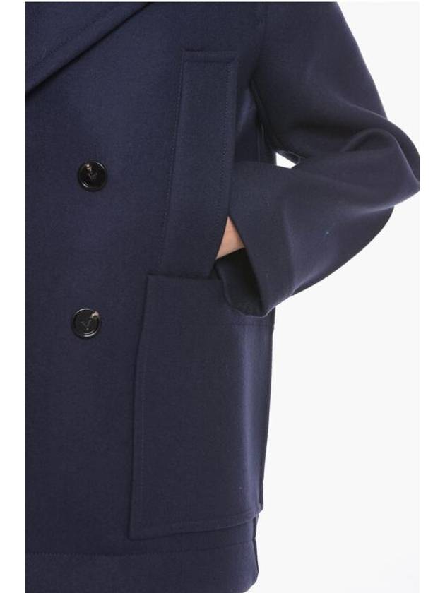 Luxury Bottega Veneta Wool Double Coat Navy