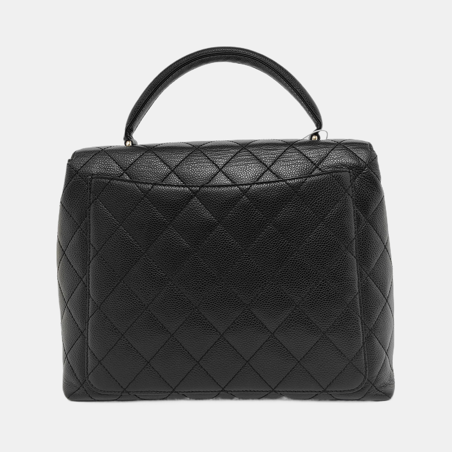 Chanel Vintage Top Handle Kelly Black Caviar Leather 24k Gold Plated Hardware