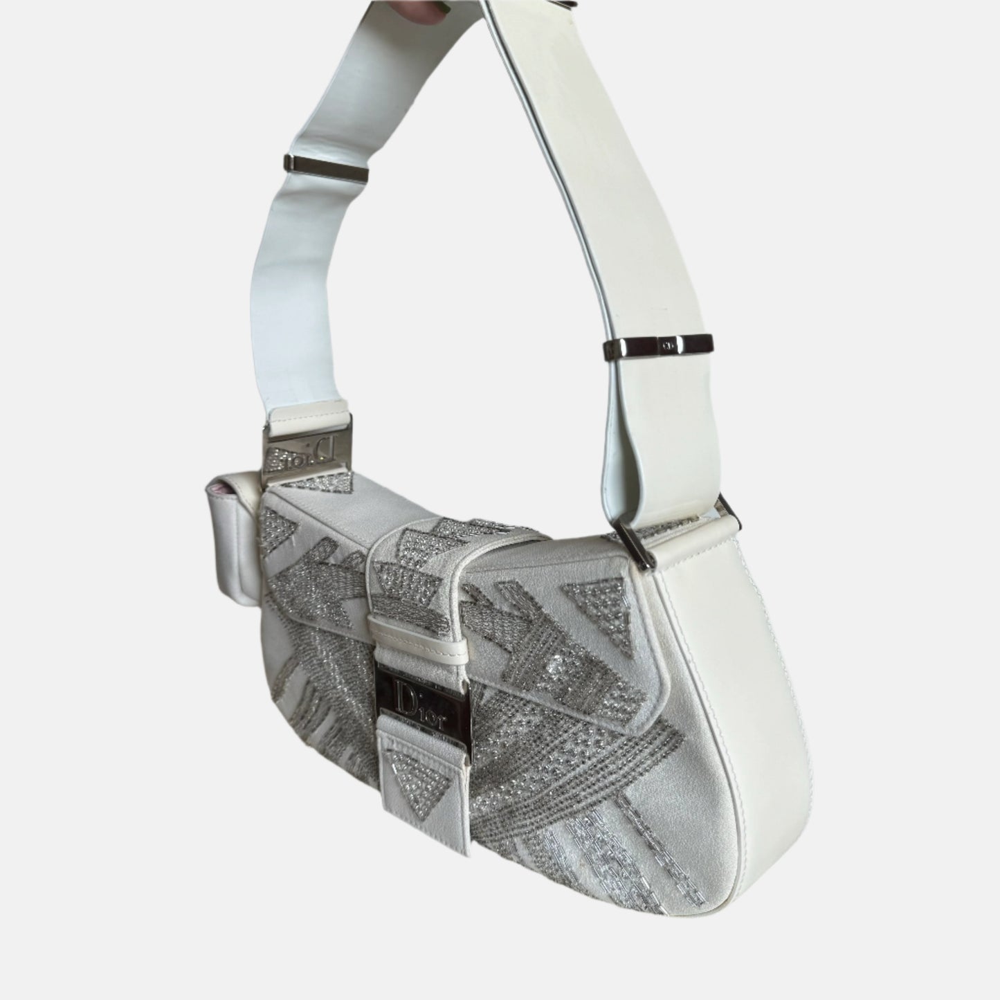 Dior Limited Edition Rare Columnbus Dior Strict Chic White Rhinestones Bag