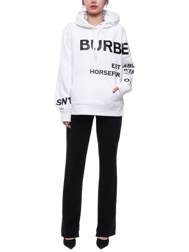 Luxury Burberry Horseferry Print Hooded Top White