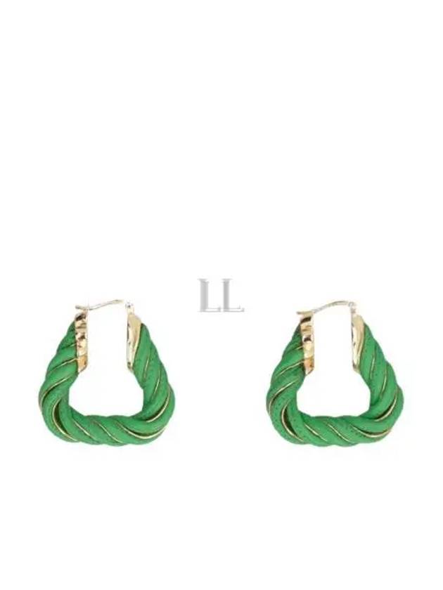 Luxury Bottega Veneta Twisted Triangle Hoop Earrings Green