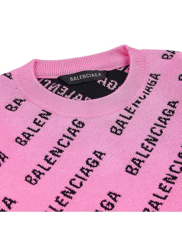 Luxury Balenciaga Trending 2025 Mini All-Over Logo Knit Top Pink