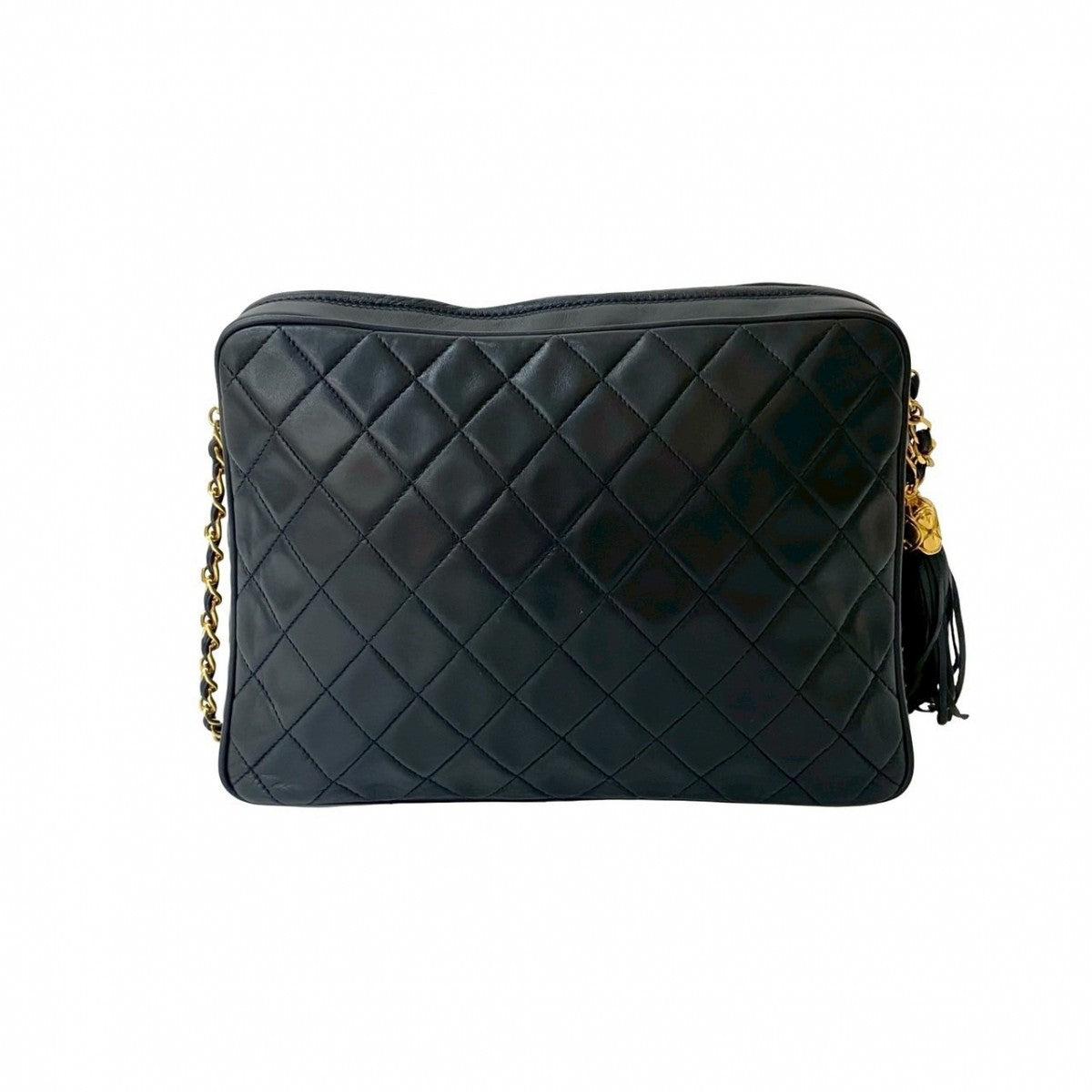 CHANEL Shoulder Bag lambskin Navy Matrasse