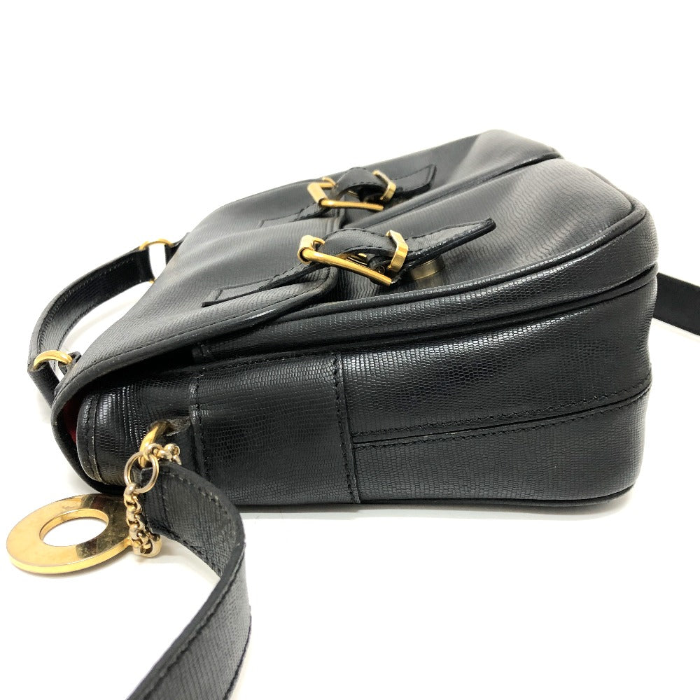 CELINE Shoulder Bag leather black Circle charm Women
