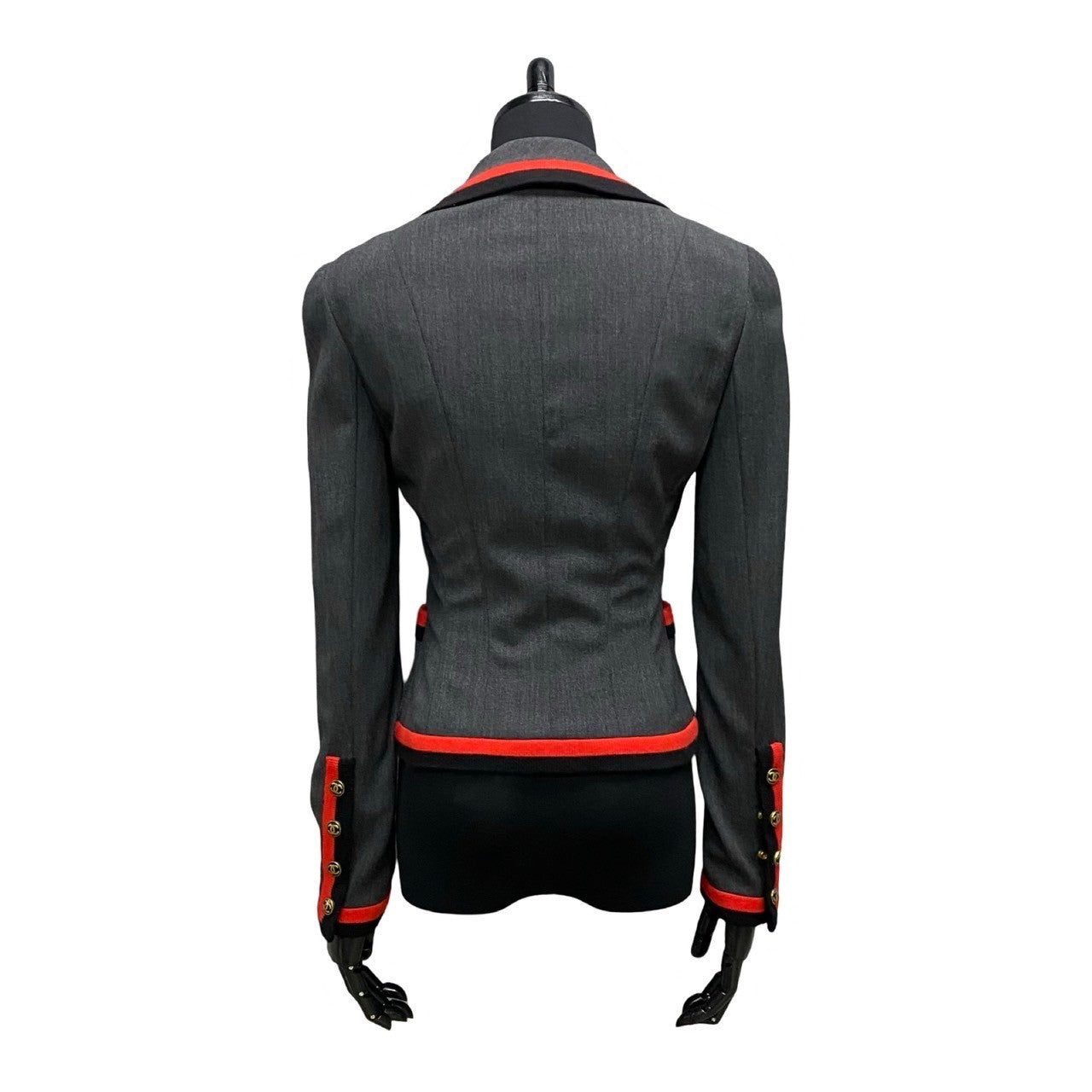 CHANEL tailored jacket Silk, Polyurethane gray COCO Mark Women 36