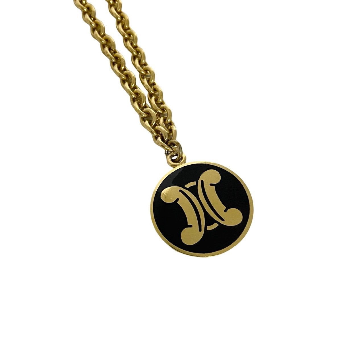 CELINE Necklace Gold Plated black Triomphe Necklace Women