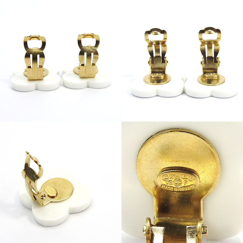CHANEL Earring plastic white COCO Mark Women