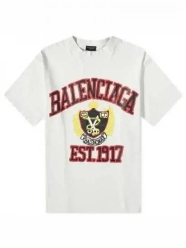 Luxury Balenciaga Trending 2025 DIY College Medium Fit Short Sleeve T-Shirt White