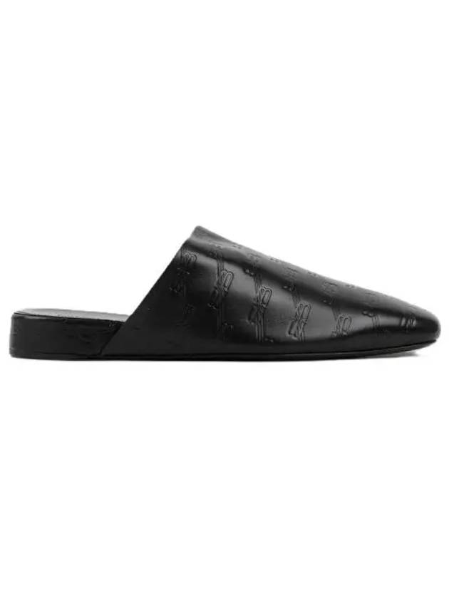 Luxury Balenciaga Trending 2025 Debossed Logo Leather Mule Black