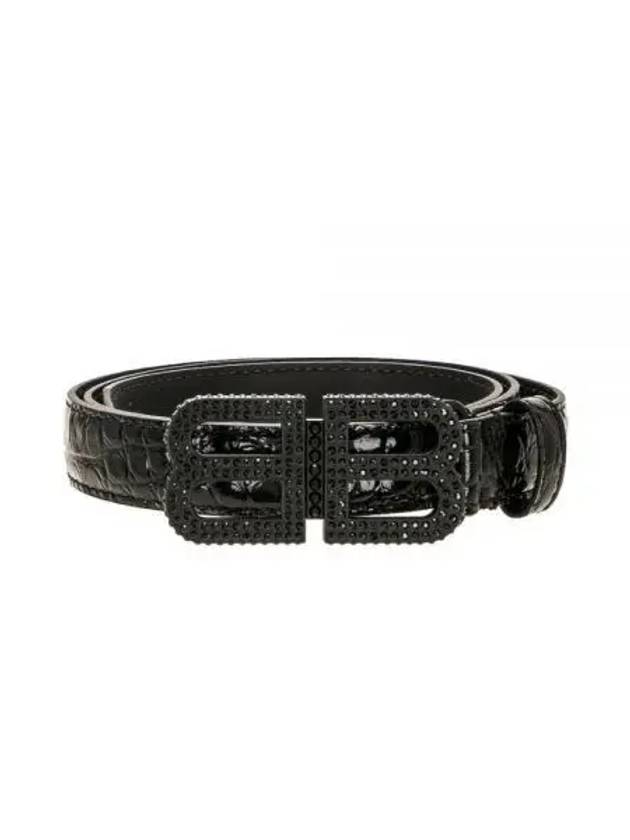Luxury Balenciaga Trending 2025 BB Hourglass Leather Belt Black