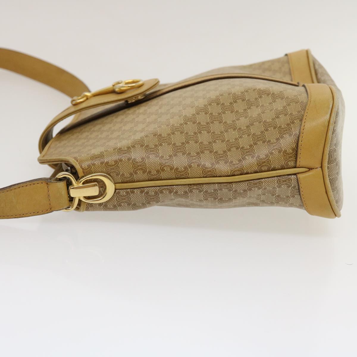 Luxury CELINE Macadam Canvas Shoulder Bag Beige 29812
