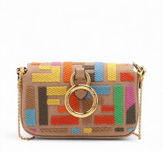 Fendi Nano Baguette Charm FF Embroidered
