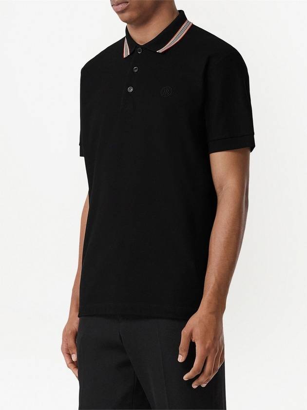 Luxury Burberry Icon Stripe Short Sleeve Polo Shirt Black