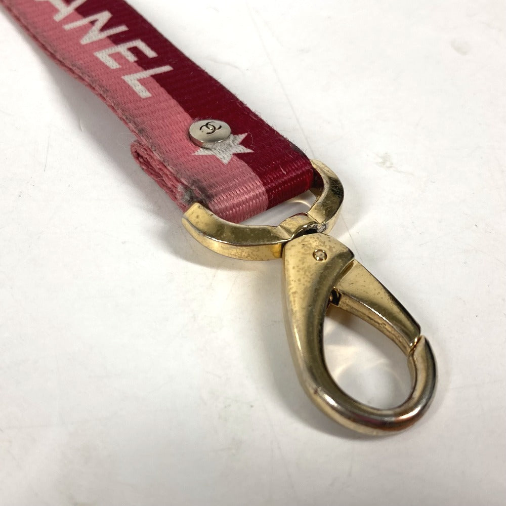CHANEL strap Nylon, Gold Plated pink 01P logo neck strap Women