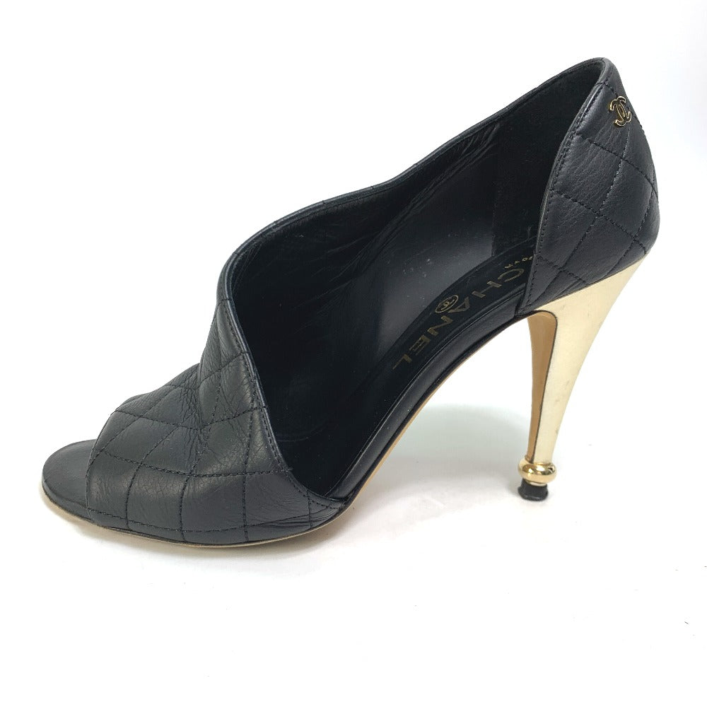 CHANEL pumps G30050 leather black shoes Matrasse quilting Women 37