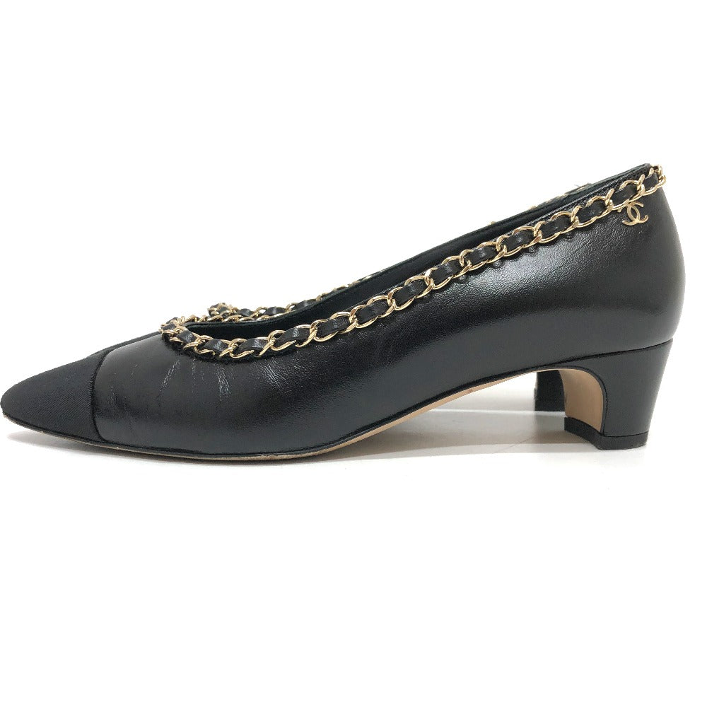 CHANEL pumps G35386 leather black 20C CC COCO Mark Chain 35 1/2C