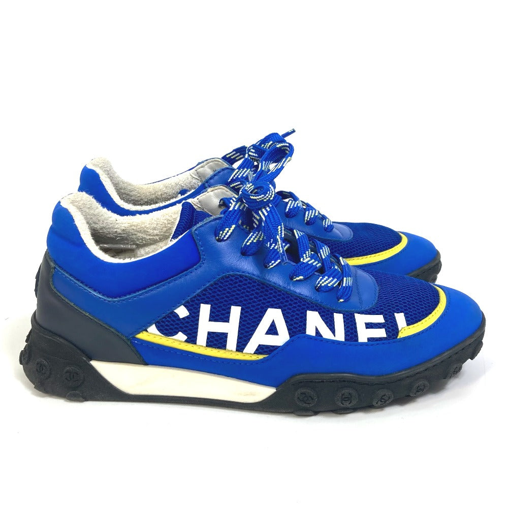 CHANEL sneakers G34086�@ Nylon/Leather, Nylon blue CC COCO Mark Women 35