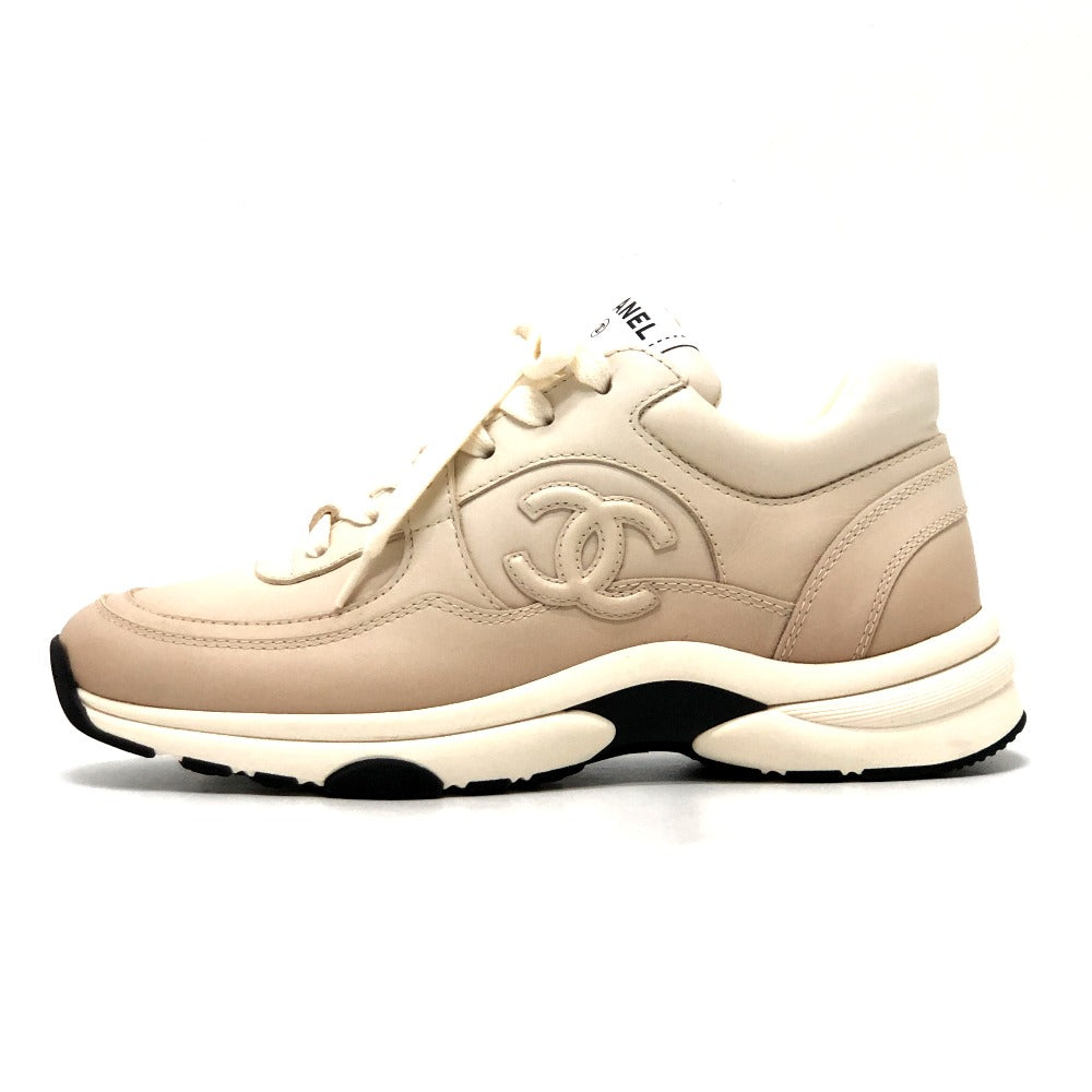 CHANEL sneakers G46086 leather beige 24K COCO Mark Gradation 36