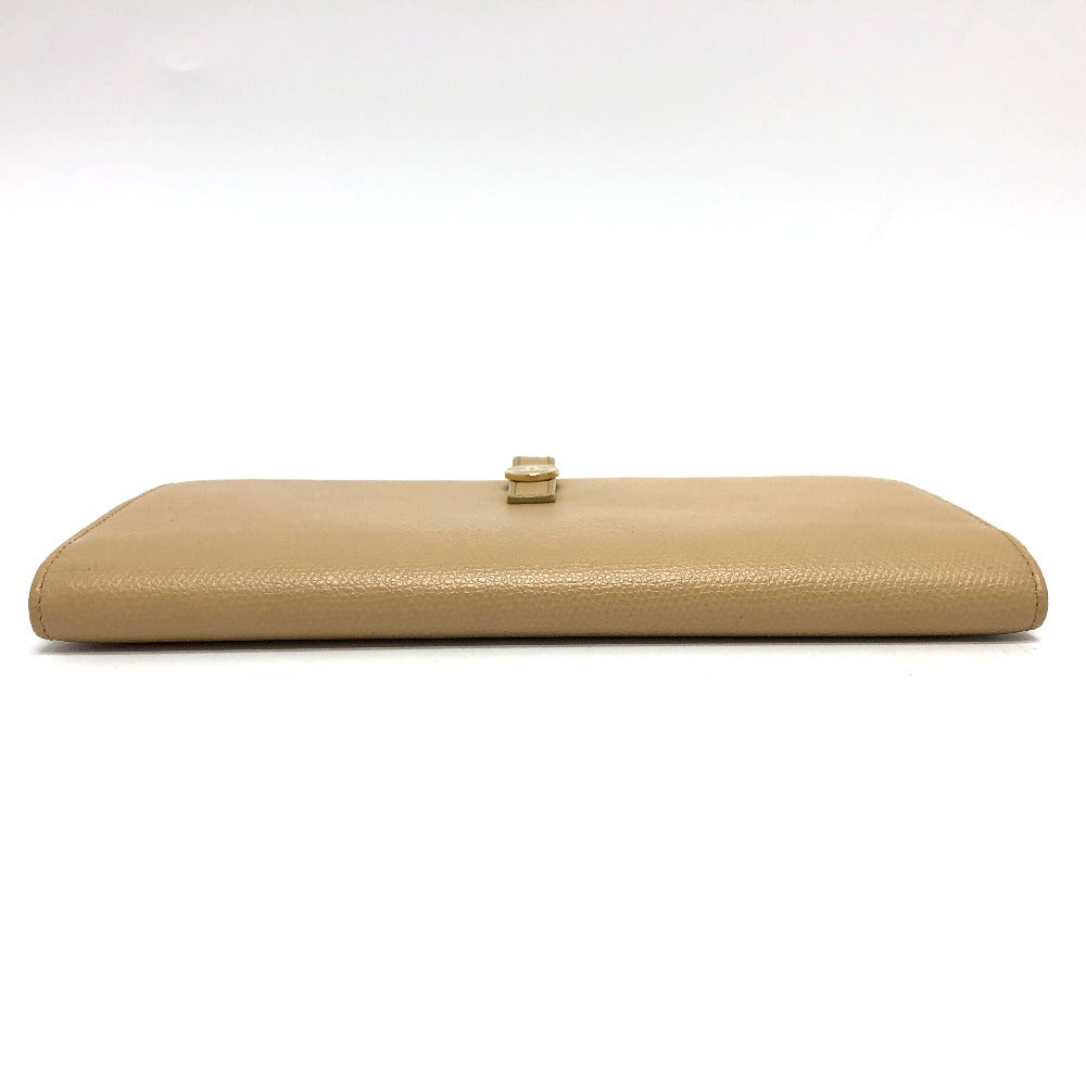 CHANEL Folded wallet leather beige COCO Button Women