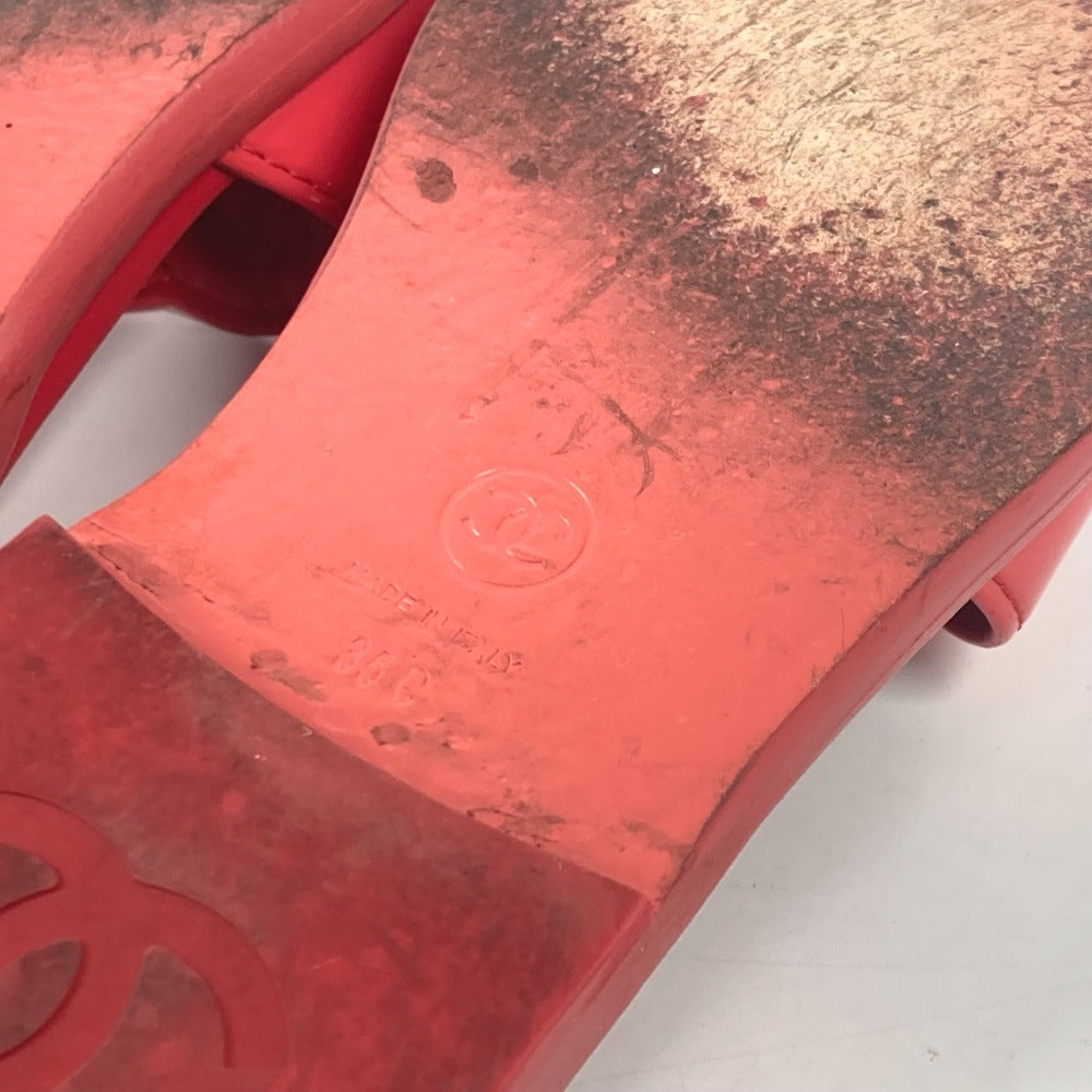 CHANEL Sandals Patent leather Red CC COCO Mark logo 35