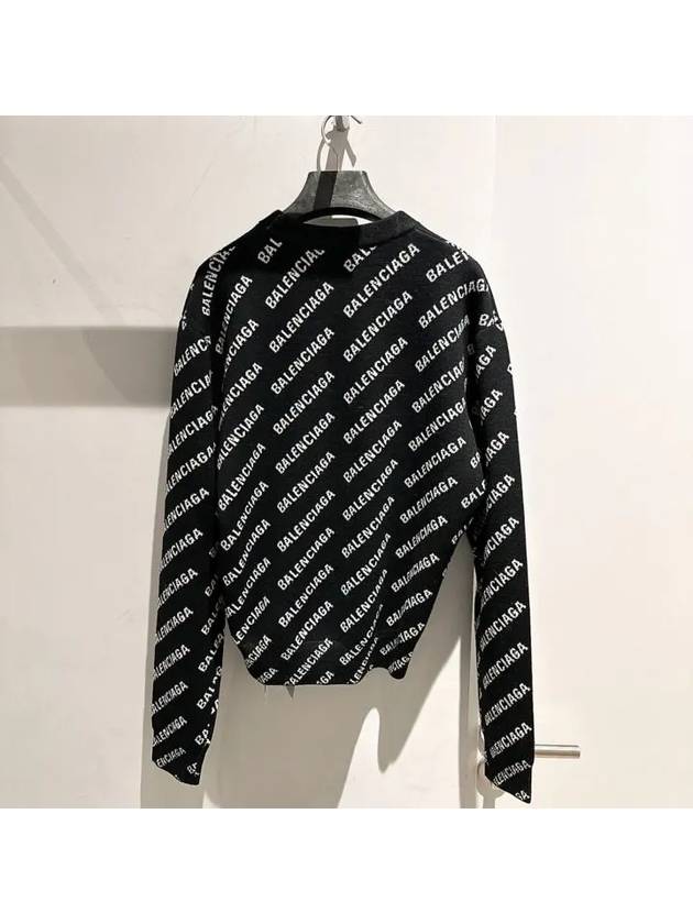 Luxury Balenciaga Trending 2025 All-Over Mini Logo Wool Knit Top Black