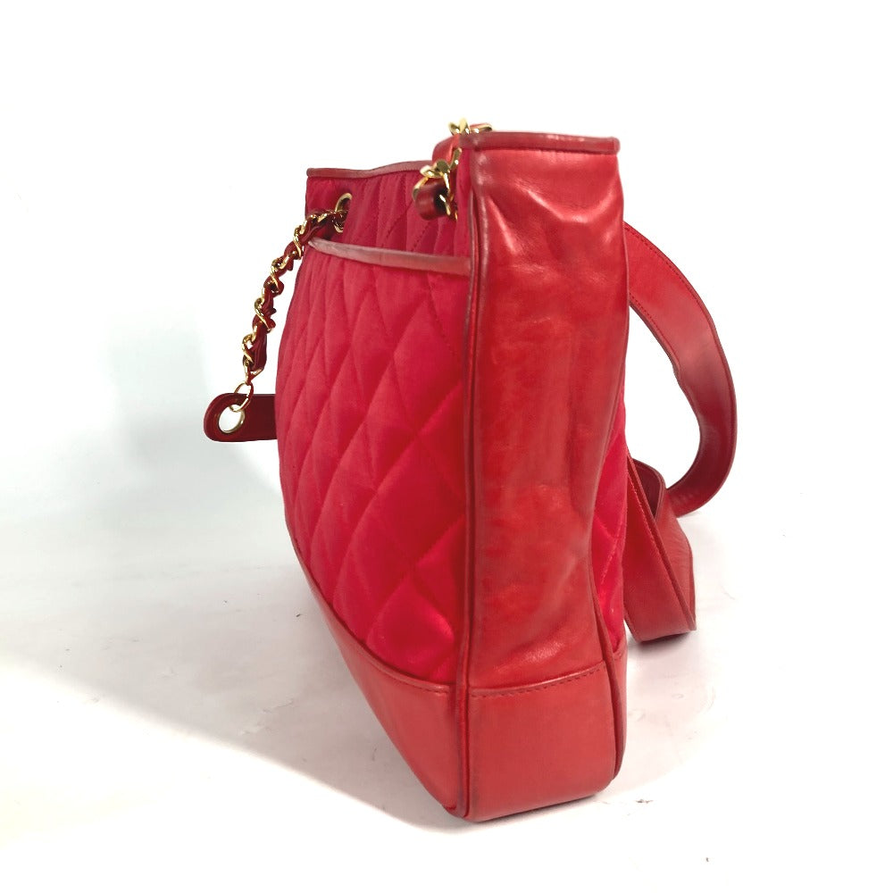 CHANEL Shoulder Bag Satin, Leather Red Vintage Cocoball Matrasse quilting Women