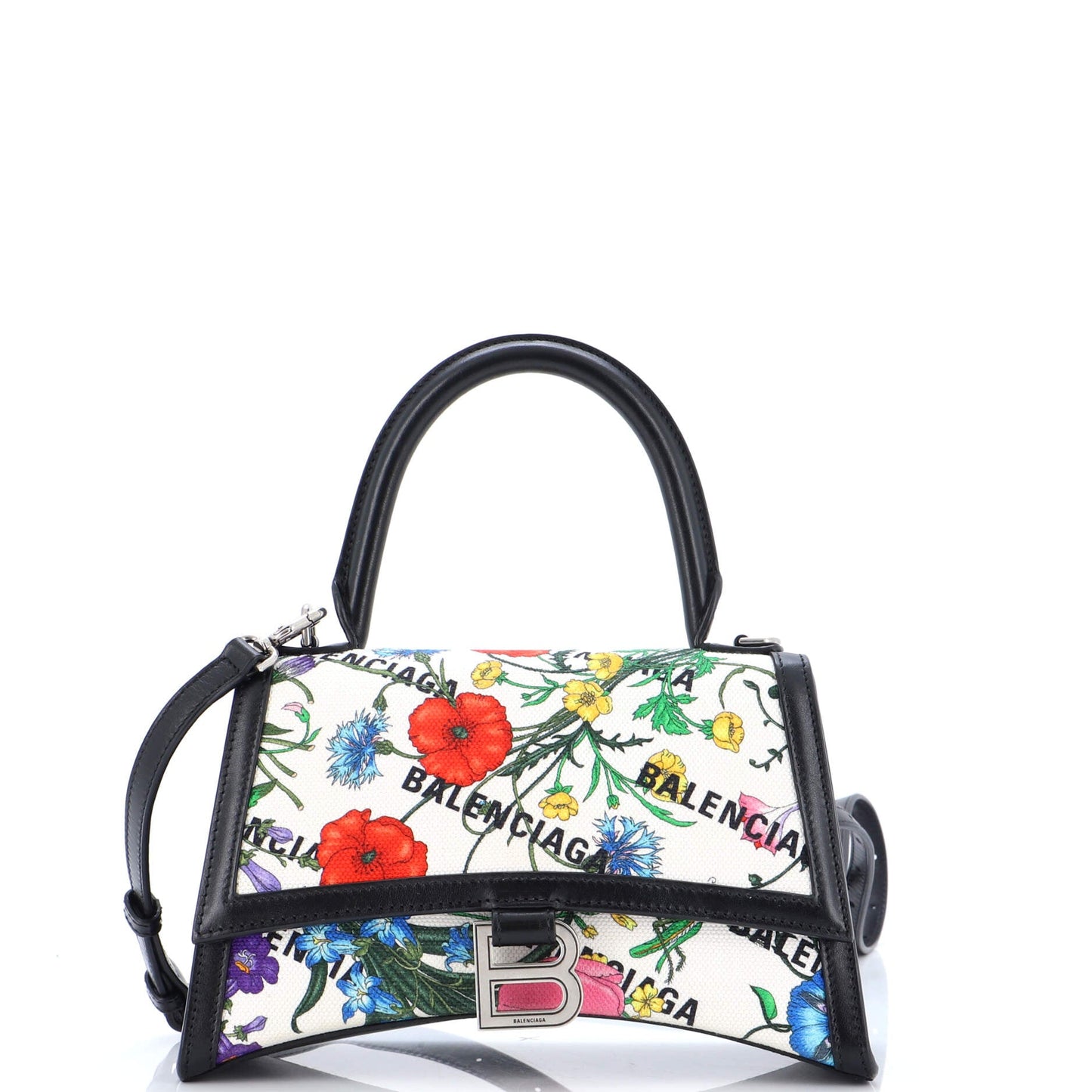 Gucci x Luxury Balenciaga Trending 2025 The Hacker Project Hourglass Top Handle Bag Flora Canvas Small