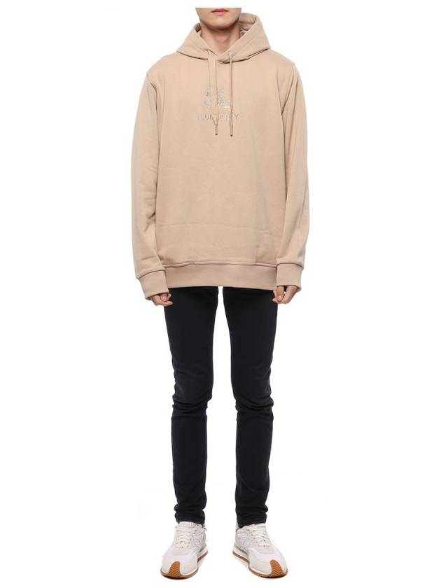 Luxury Burberry Embroidered EKD Cotton Hoodie Beige