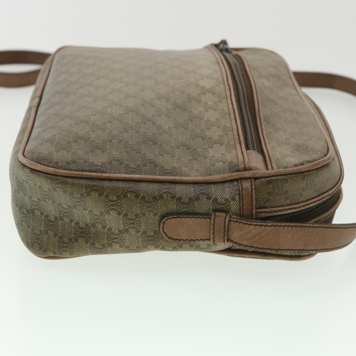 Luxury CELINE Macadam Canvas Shoulder Bag PVC Leather Beige 37414
