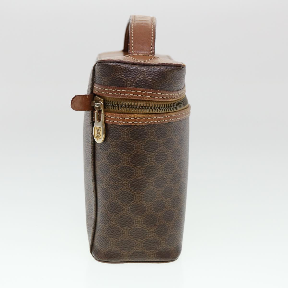 Luxury CELINE Macadam Canvas Hand Bag PVC Leather Brown 38356