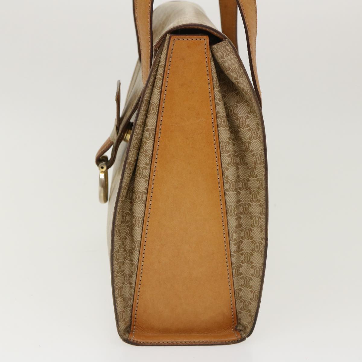 Luxury CELINE Macadam Canvas Shoulder Bag PVC Leather Brown Beige 39943