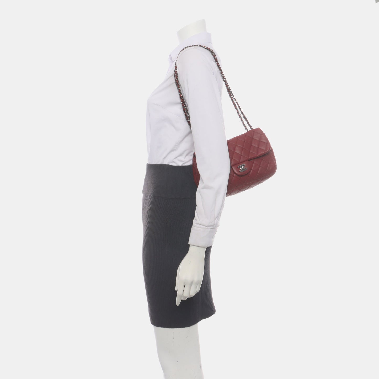 Chanel Seasonal Flap Small Burgundy Lambskin Leather With Studs, 2012-13