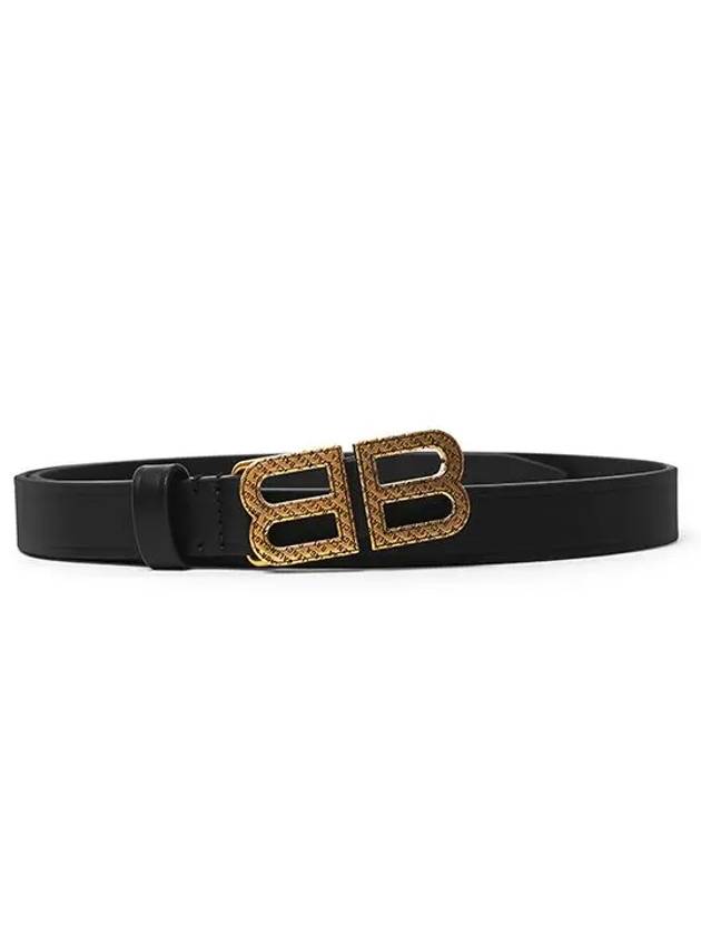 Luxury Balenciaga Trending 2025 BB Hourglass Leather Belt Black