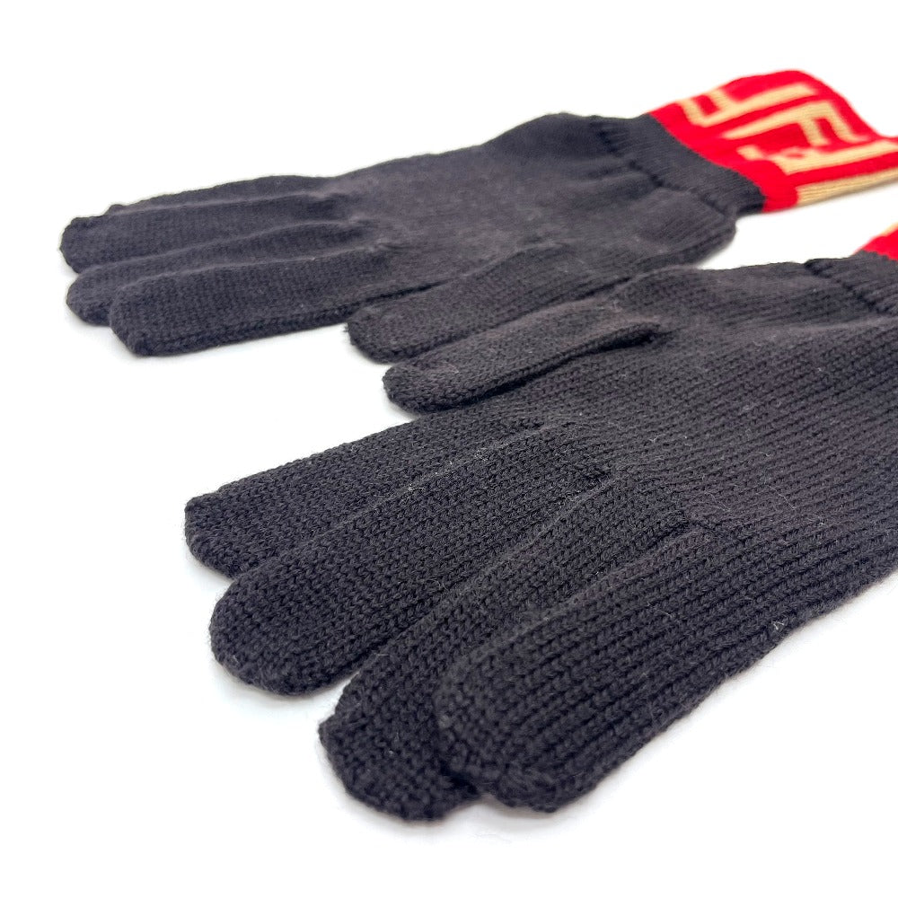 FENDI Glove wool Brown typex red Zucca Glove Women 8