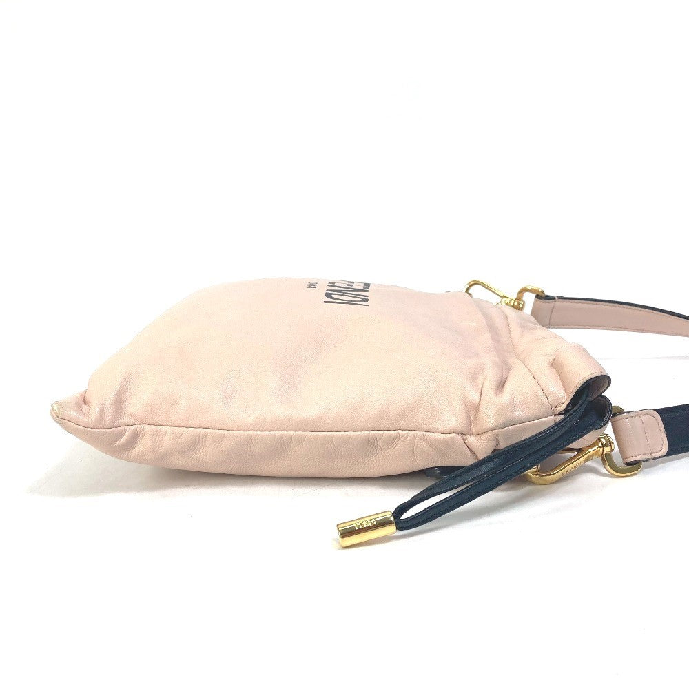 FENDI Shoulder Bag 8BT337 leather pink Drawstring Pochette Pouch Crossbody pack slim clutch small Women
