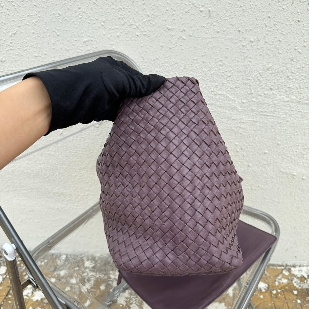 Bottega Veneta Cabat Large Intreccio Leather Tote Bag Dark Lavender Purple 40-43cm
