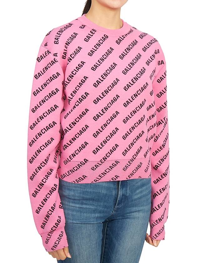 Luxury Balenciaga Trending 2025 Mini All-Over Logo Knit Top Pink