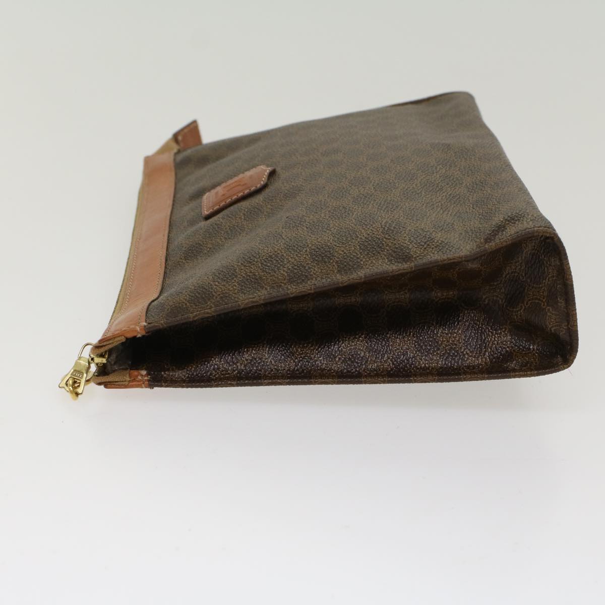 Luxury CELINE Macadam Canvas Clutch Bag PVC Leather Brown 48205