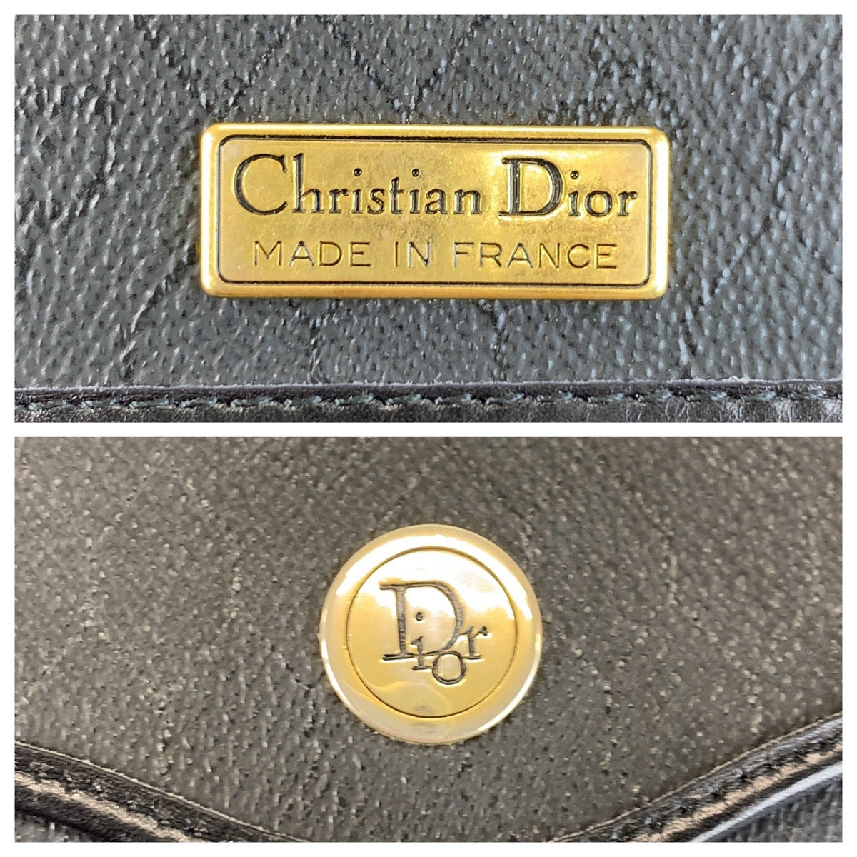 Dior Shoulder Bag PVC, Leather Black GoldMetal Honeycomb Women