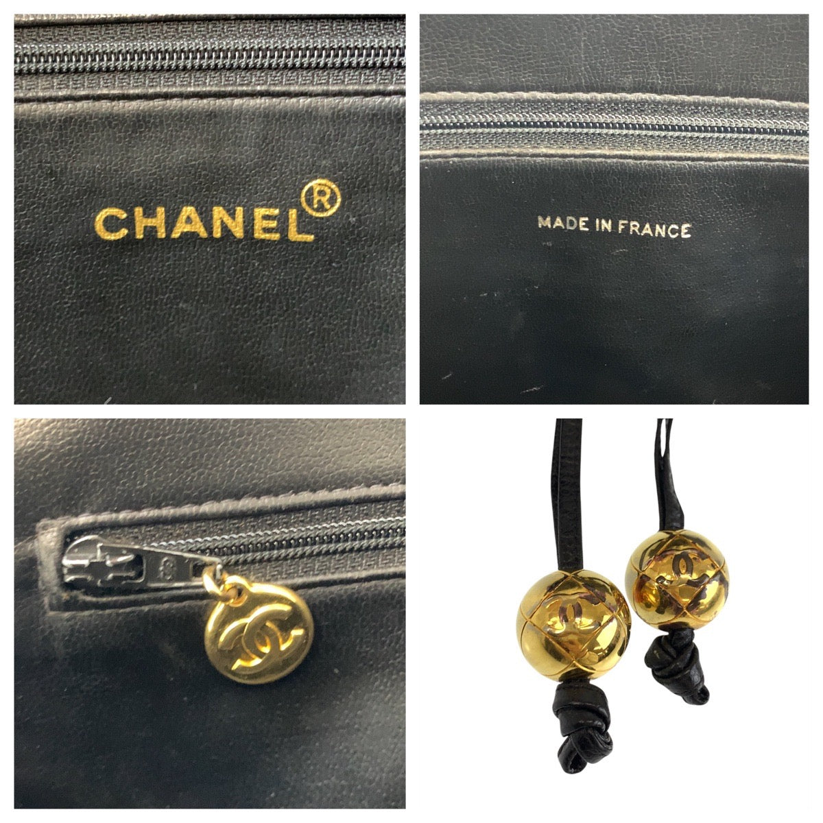 CHANEL Tote Bag Caviar skin Black GoldMetal Tote Bag Shoulder Bag COCO Mark Women