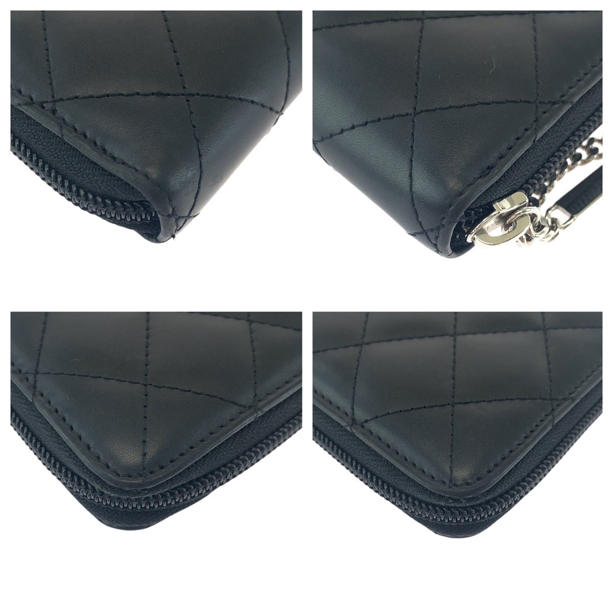 CHANEL Long Wallet Purse Leather, Patent Leather Black Silver Metal Long Wallet Purse Cambon line COCO Mark Women